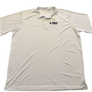 Antigua White LSU Tigers Striped Performance Polo Shirt Mens 3XLT SEC Football